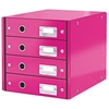 Leitz WOW Click and Store 4 Drawer Cabinet Collapsible A4 Pink Ref 60490023