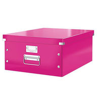 Leitz WOW Click and Store Archive Box Collapsible Large For A3 Pink Ref 60450023