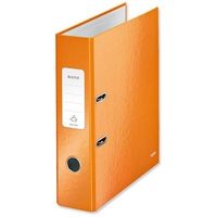 Leitz WOW Lever Arch File 80mm Spine for 600 Sheets A4 Orange Ref 10050044 [Pack 10]