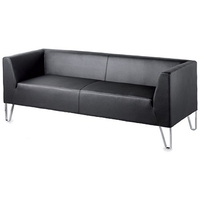 Linear Three Seater Faux Leather Sofa - Black
