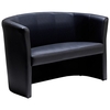 London Two Seat Tub Chair Leather Faced - Black