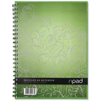 Oxford npad Notebook Recycled Wirebound Ruled Margin 200pp 80gsm A4 Green Ref 100080924 [Pack 3]
