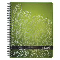 Oxford npad Project Book Recycled Wirebound Ruled Margin 200pp 80gsm A4+ Green Ref 100080725 [Pack 3]