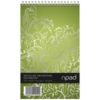 Oxford npad Shorthand Notebook Recycled Wirebound Ruled Margin 120pp A5Plus Green Ref 100080120 [Pack 10]