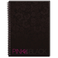 Oxford Pink and Black Book Wirebound Hardback Ruled Margin 140pp 90gsm A5+ Black Ref 100080418 [Pack 5]