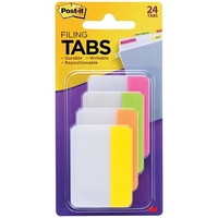 Post-it Index Filing Tabs Strong Flat 51x38mm Six Each of 4 Colours Assorted Ref 686-PLOY [Pack 24]