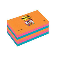 Post-it Super Sticky Colour Notes Pad 90 Sheets Electric Glow76x127mm Ref 655-6SS-EG [Pack 6]