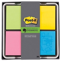 Post-it Super Sticky Evernote App Note Holder and 4 Pads 76x76mm Assorted Ref NH-654-EV4-EU