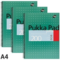 Pukka Pad Wirebound Jotta Notebook - 80gsm / Ruled and Margin / 4 Hole / 200 Pages / A4 / Pack of 3