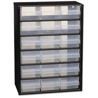 Raaco Steel Cabinet 18 Polypropylene Drawers Black Ref 132022