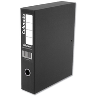Rexel Colorado Box File with Lock Spring 70mm Spine A4 Black Ref 30445EAST [Pack 5]