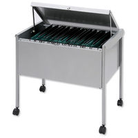 Rexel Suspension Filing Trolley with Lockable Lid for 100 Files Grey Ref 3000055