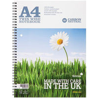 Silvine Notebook Carbon Neutral Perforated Twin Wire Punched 4 Holes 120 Pages A4 Ref R302 [Pack 5]