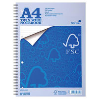 Silvine Notebook Twin Wirebound FSC Paper Perforated 160pp A4 Ref FSCTW80 [Pack 5]