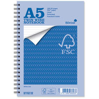 Silvine Notebook Wirebound FSC Paper Feint Ruled 160pp A5 Ref FSCTWA5 [Pack 5]