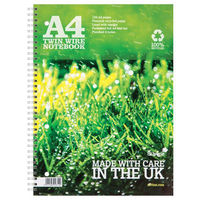 Silvine Premium Notebook Recycled Wirebound Punched Ruled Margin 120pp 80gsm A4plus Ref R102 [Pack 5]