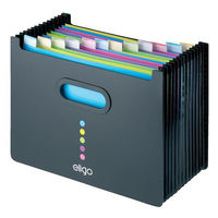 Snopake Eligo Desk Organiser Expanding Polypropylene 13-Part Landscape Black Ref 15174