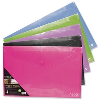 SSeco Oxo-biodegradable Polypropylene Wallet A4 Landscape Assorted Ref PPLSA4-AST [Pack 5]