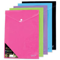 SSeco Oxo-biodegradable Polypropylene Wallet A4 Portrait Assorted Ref PPTA4-AST [Pack 5]