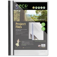 SSeco Project File Polypropylene Oxo-biodegradable Flat Bar Opaque Front A4 Black Ref KS320-BK [Pack 10]