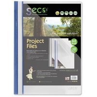 SSeco Project File Polypropylene Oxo-biodegradable Flat Bar Opaque Front A4 Blue Ref KS320-BU [Pack 10]