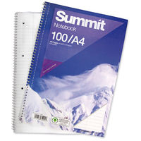 Summit Notebook Wirebound Ruled Punched Perforated Margin 60gsm 100pp A4 Ref 100080157 [Pack 10]