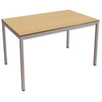 Trexus Rectangular Office Table with Silver Legs 18mm Top W1200xD750xH725mm Oak