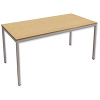 Trexus Rectangular Office Table with Silver Legs 18mm Top W1500xD750xH725mm Oak