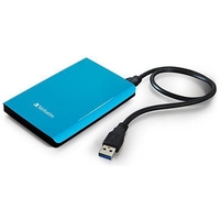 Verbatim Store n Go Portable Hard Drive For Mac and PC USB 3.0 500GB Blue Ref 53172