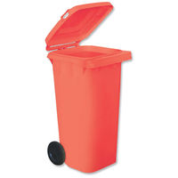 Wheelie Bin High Density Polythene with Rear Wheels 120 Litre Red