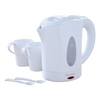 23630 1kw 0.85 Litre Travel Kettle with Two Mugs & Spoons in White