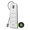 BSV604AF2M 6 Socket Surge Protection Extension Lead