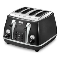 CT0M4003BK 4 Slice Toaster with 1800W Power and Defrost Function in Black