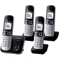 KXTG6824EB DECT Cordless Telephone with 4 Handsets & Large White LCD