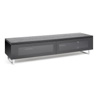 Panorama-PM160B AV Stand for up to 65" TVs in Black Oak & Back Glass