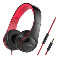 SR660 Over Ear Headphones with Rich Sound and Microphone in Black/Red