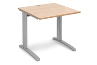 Trinity Rectangular Desk,  80wx80dx73h (cm),  Silver/Beech