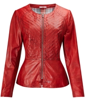Collarless Leather Jacket