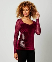 Embroidered Feather Top