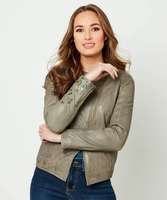 Embroidered Leather Jacket