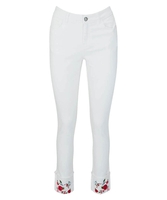 Embroidered Turn Up Jeans