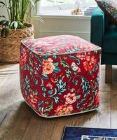 Fabulous Floral Piped Velvet Footstool