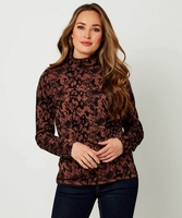 Flocked Animal Roll Neck Top