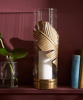 Glorious Gold Leaf Hurricane Candle Holder