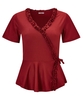 Ruffle Ribbed Wrap Top