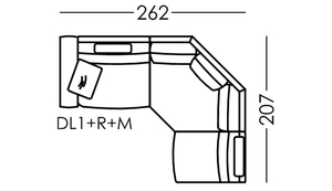 Carla Modular Medium Corner Sofa with 1 Slim Arm [DL1+R+M]