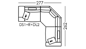 Carla Modular Medium Corner Sofa with Stepped Arm [DS1+R+DL2]