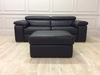Fabio 3 Seater Sofa in Premium Leather 20JF with Adjustable Headrests + Storage Ottoman