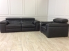 Fabio 3 Seater with electric recliner & chair with electric recliner in black leather