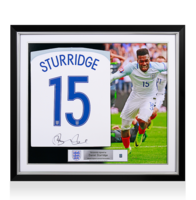Daniel Sturridge Official England Back Signed and Framed 2016-17 Home Shirt